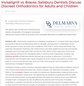 Salisbury, MD dentists discuss Invisalign<sup>®</sup> and discreet orthodontic treatment that can provide an alternative to traditional braces.