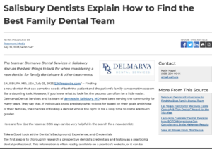 The dental team at Delmarva Dental Services offers guidance for families on how to find the best dentist in Salisbury, MD.